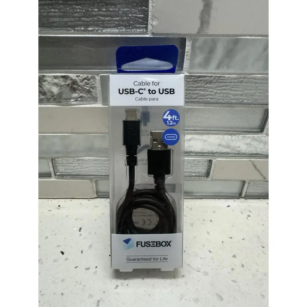 Fusebox USB-C to USB 4 Ft 1.2m Black Cable for Android SEALED NEW